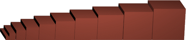 The Montessori Brown Stair — ten brown wooden prisms arranged from smallest to largest