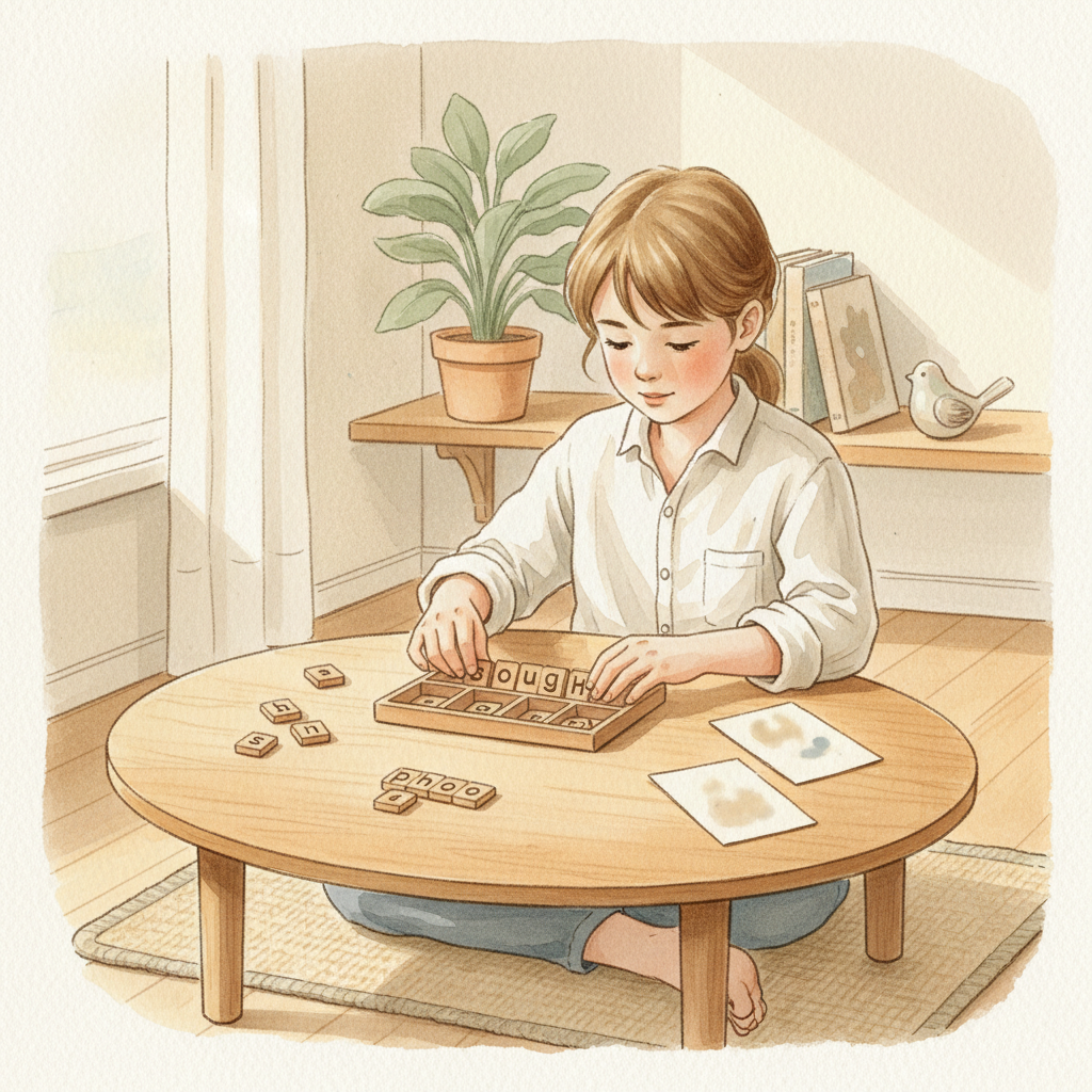 Montessori phonogram and vowel reading lessons