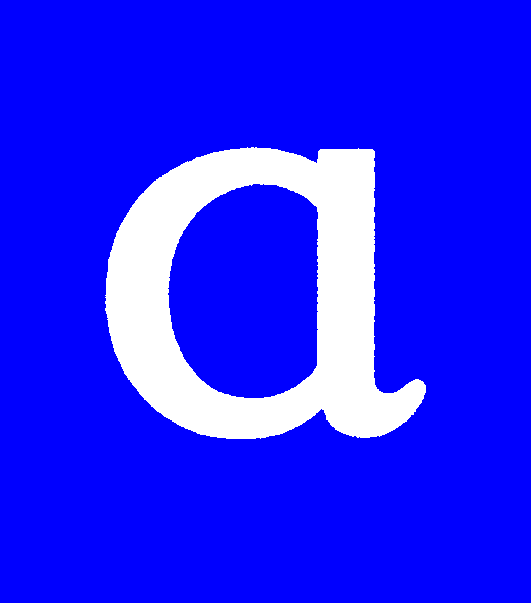 Cursive letter A — vowel (blue)