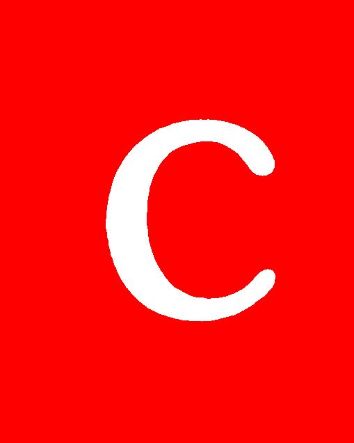 Cursive letter C — consonant (red)