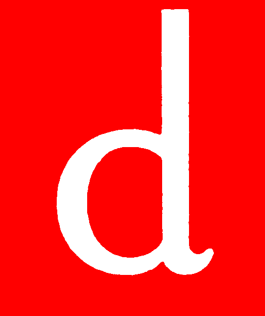 Cursive letter D — consonant (red)