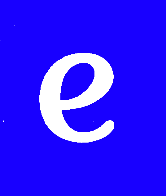 Cursive letter E — vowel (blue)