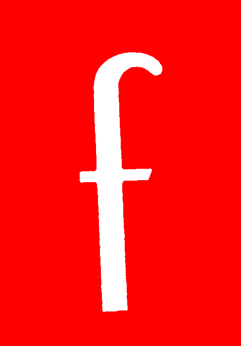 Cursive letter F — consonant (red)