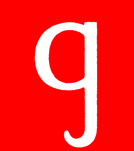 Cursive letter G — consonant (red)