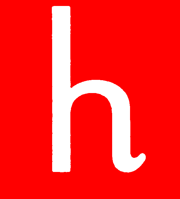 Cursive letter H — consonant (red)