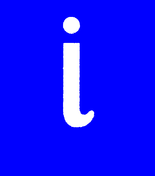 Cursive letter I — vowel (blue)