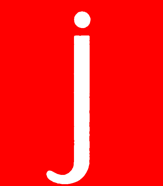 Cursive letter J — consonant (red)