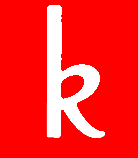 Cursive letter K — consonant (red)