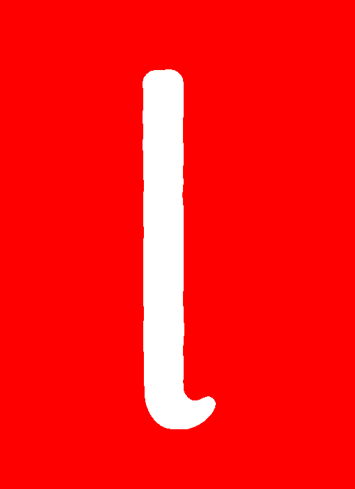 Cursive letter L — consonant (red)