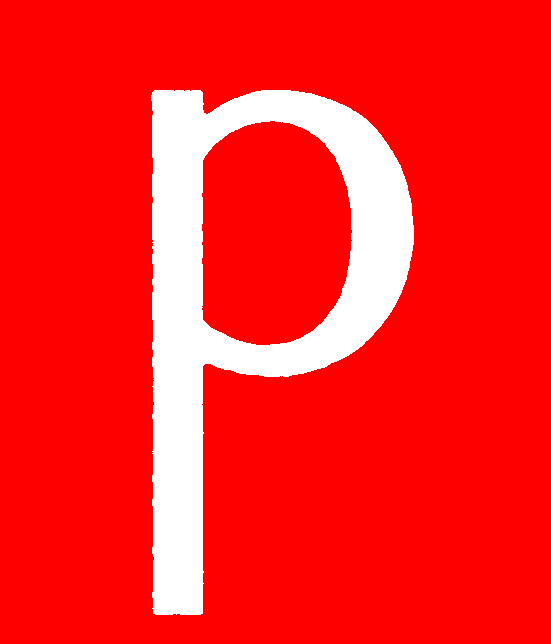 Cursive letter P — consonant (red)