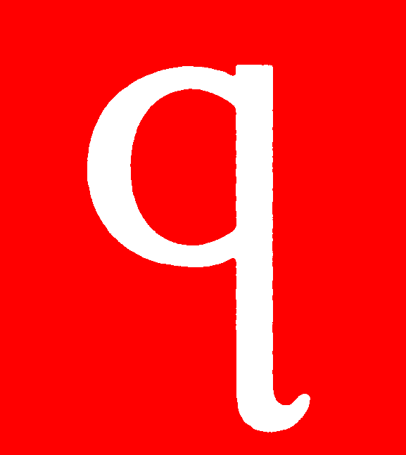 Cursive letter Q — consonant (red)