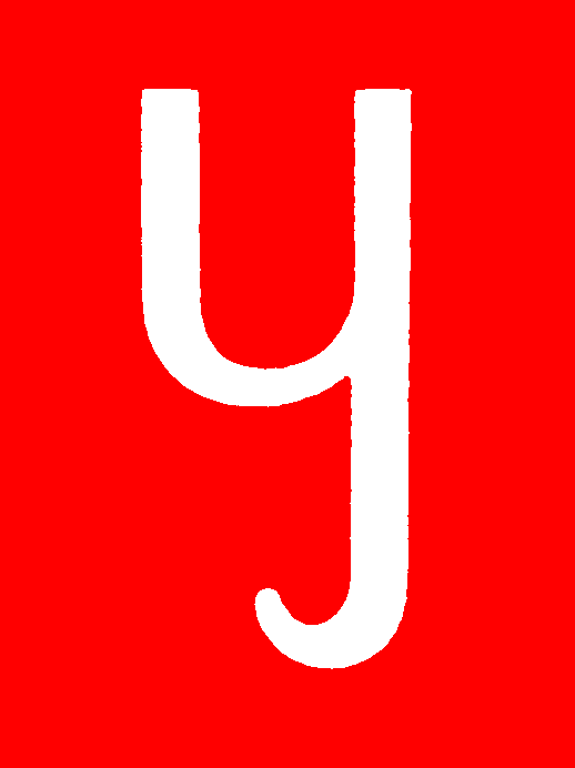 Cursive letter Y — consonant (red)