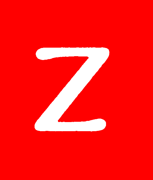 Cursive letter Z — consonant (red)